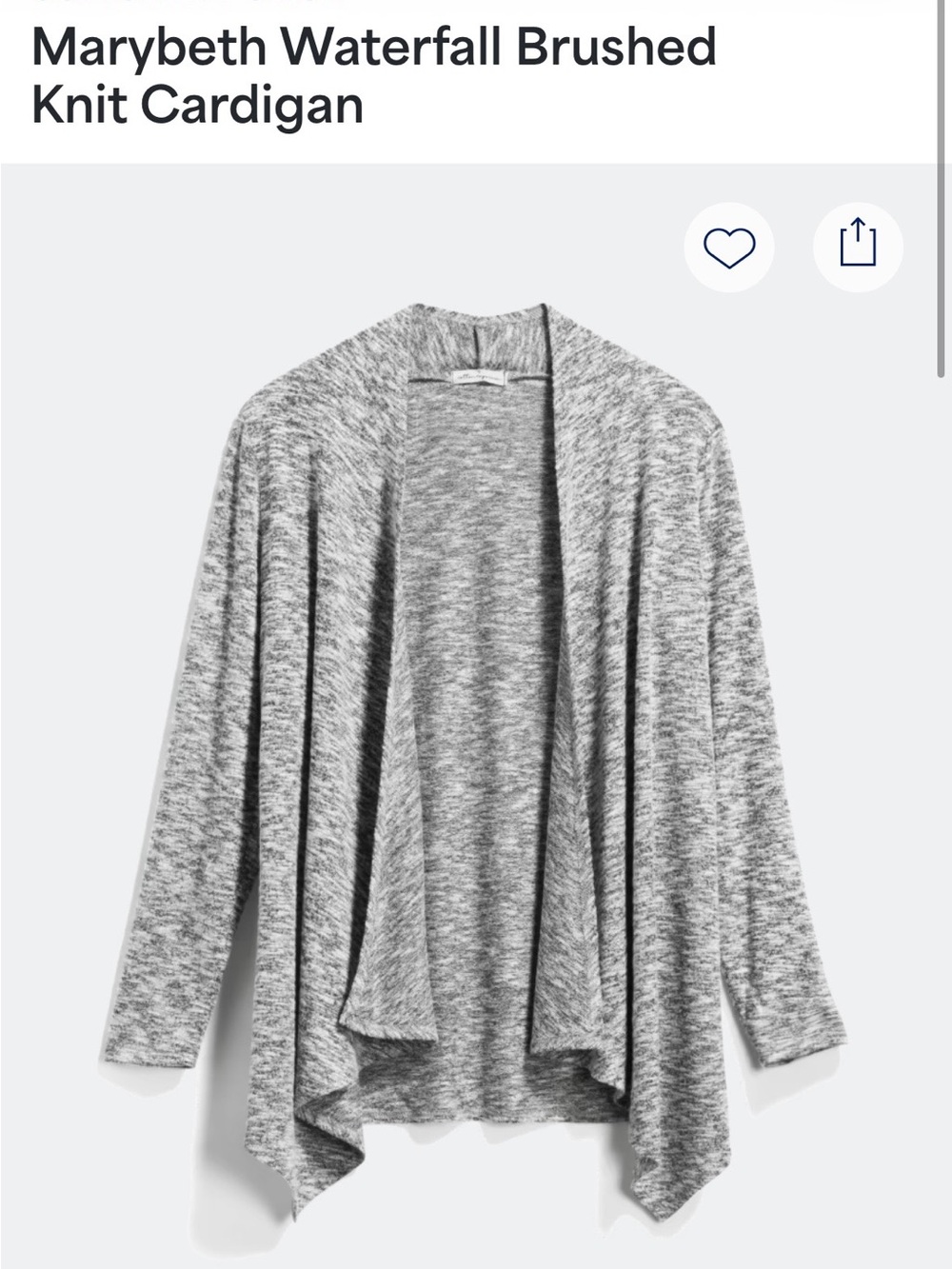 Cotton Emporium Heathered Gray Open Drape Cardigan